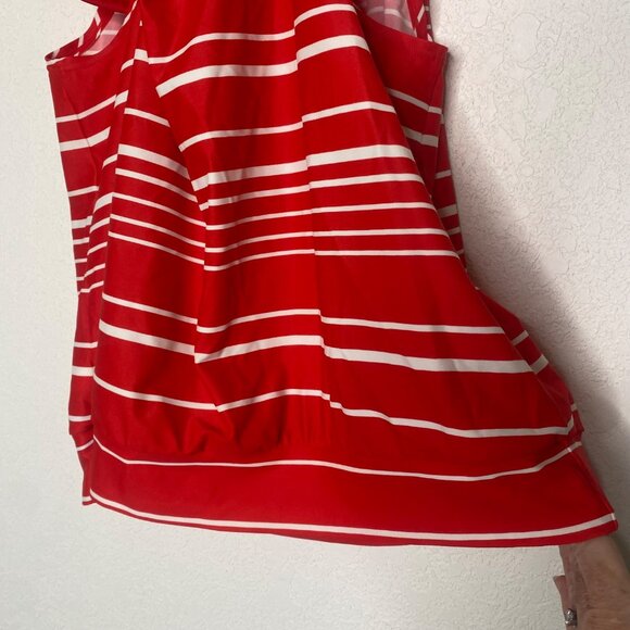 Athleta Tankini Swim Top 30D/DD Red striped Built-In Wire Bra & Adjustable Strap - Picture 8 of 14